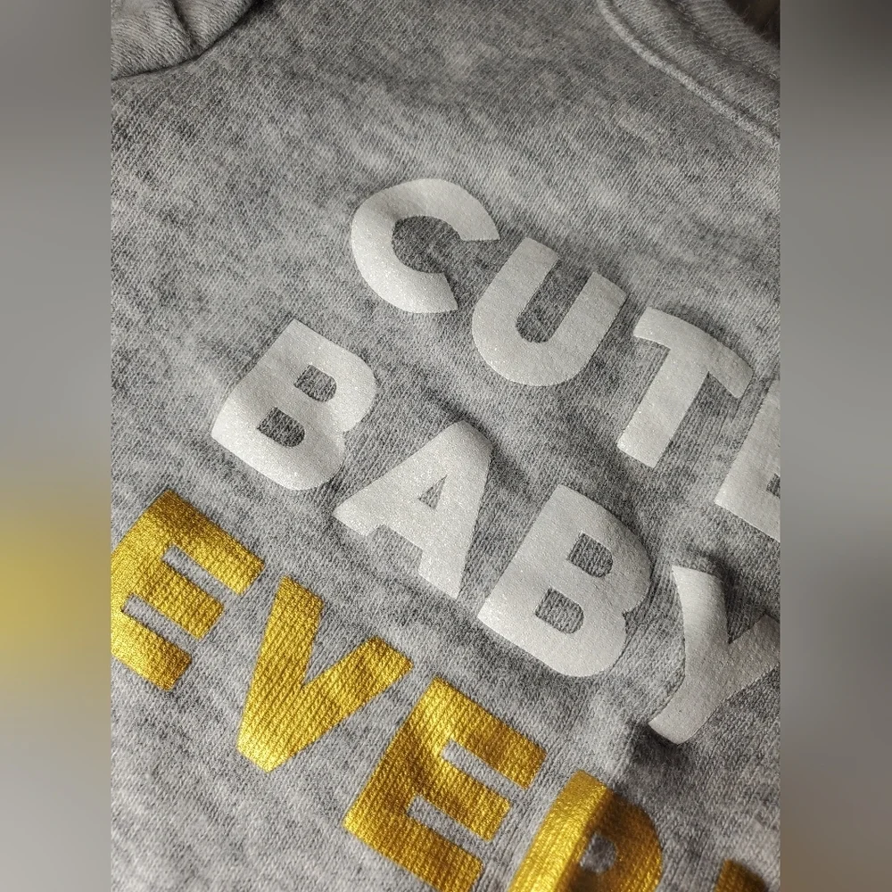 Carter's Gray White and Metallic Gold Graphic Onesie Bodysuit Size 6m Baby Girl